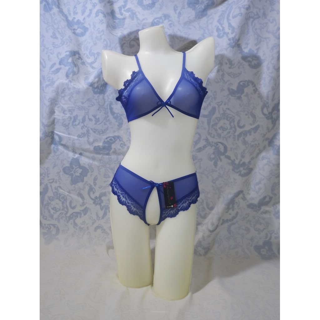 Setelan bra+cd set Wanita Dewasa Sexy Lace transparan jaring2 Breathable (8048)