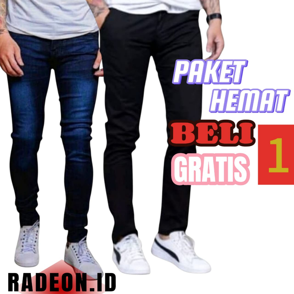 PROMO GUNCANG  HARGA BUY 1 GET 1 Celana Jeans Pria Pensil Slimfit Clana Panjang Cowok Kekinian Melar