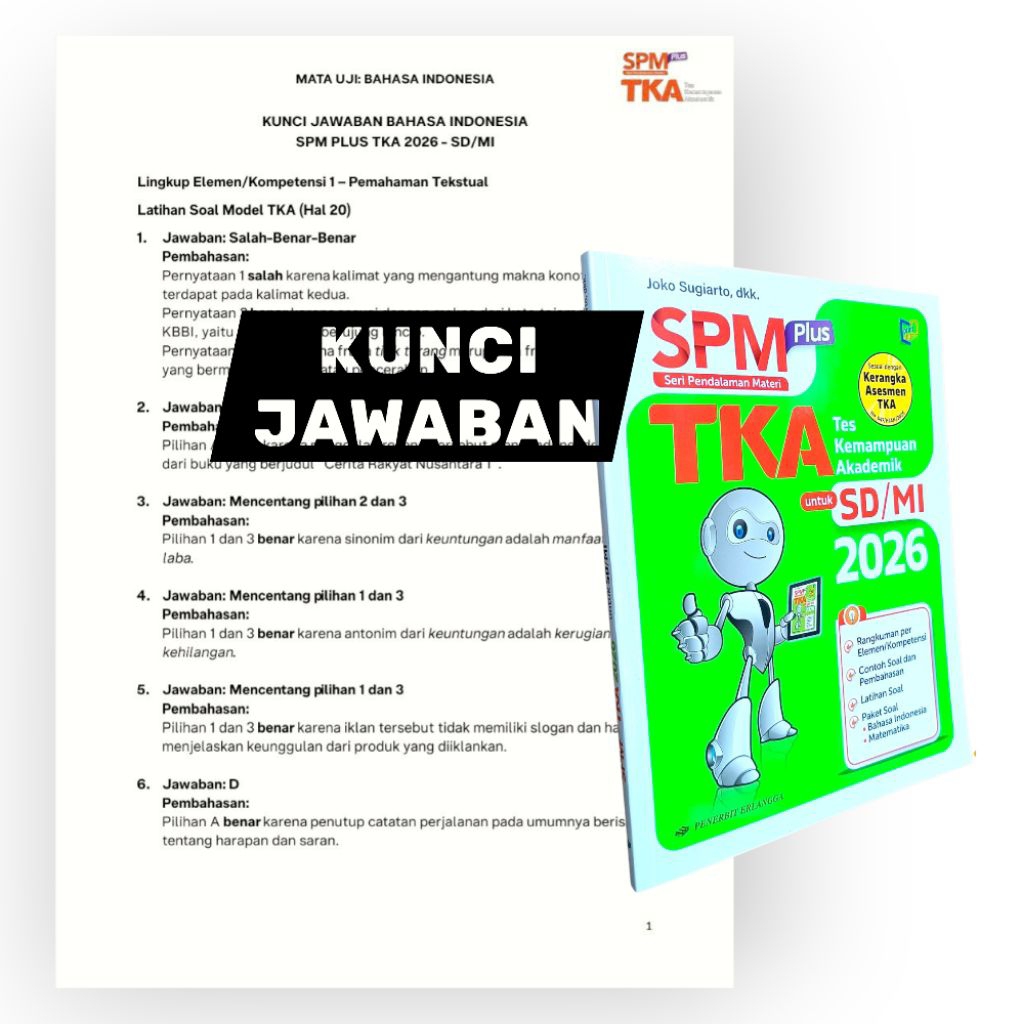 KUNCI JAWABAN SPM Plus TKA SD 2026 Erlangga