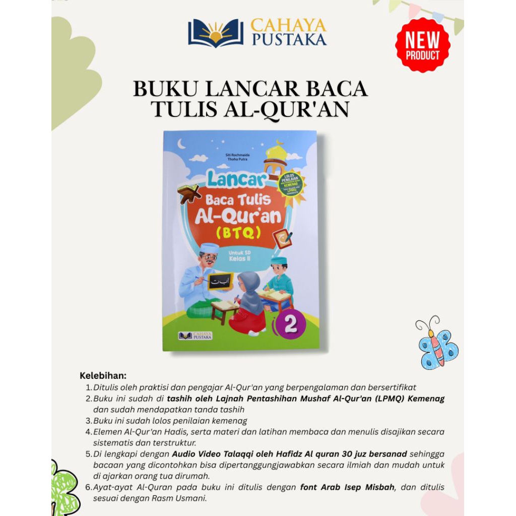 Buku Pintar Lancar Tulis Baca Al Quran (BTQ) | Kelas 2 SD