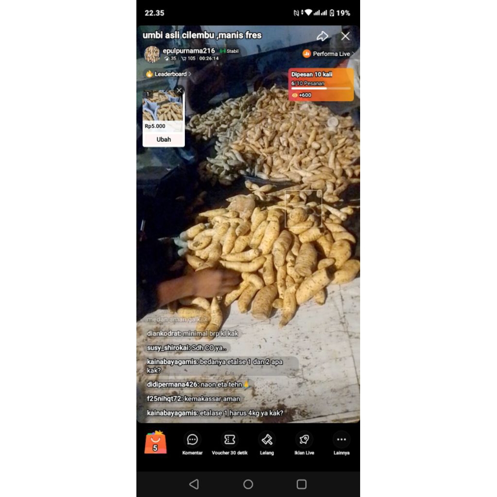 ubi jalar ubi cilembu asli uk kecil