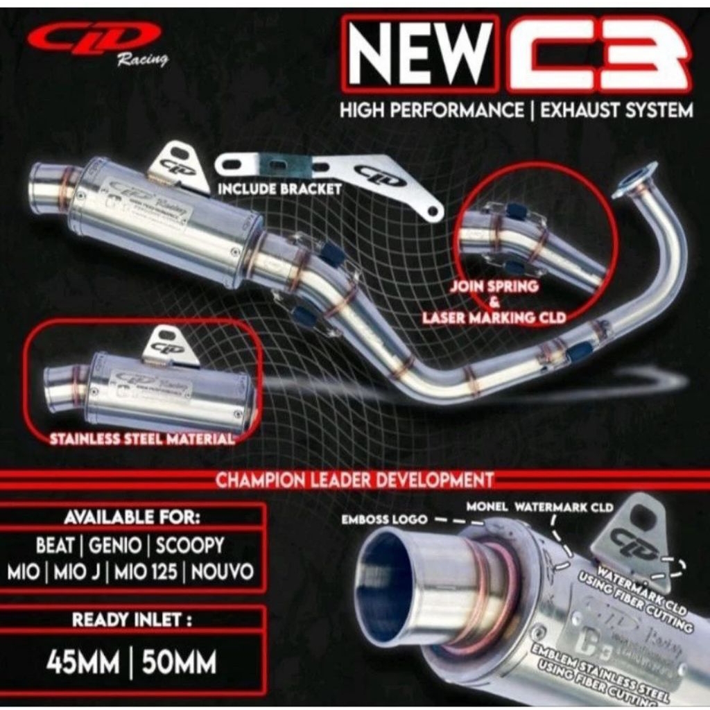 knalpot CLD C3 NEW BULAT series inlet 50mm