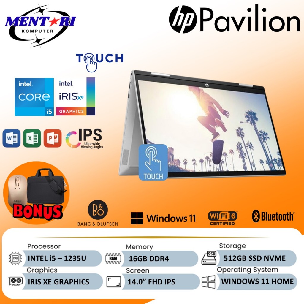 Laptop HP Pavilion X360 2in1 14 Touch i5 1235U Gen 12 16GB 512GB SSD 14.0 FHD IPS Windows 11