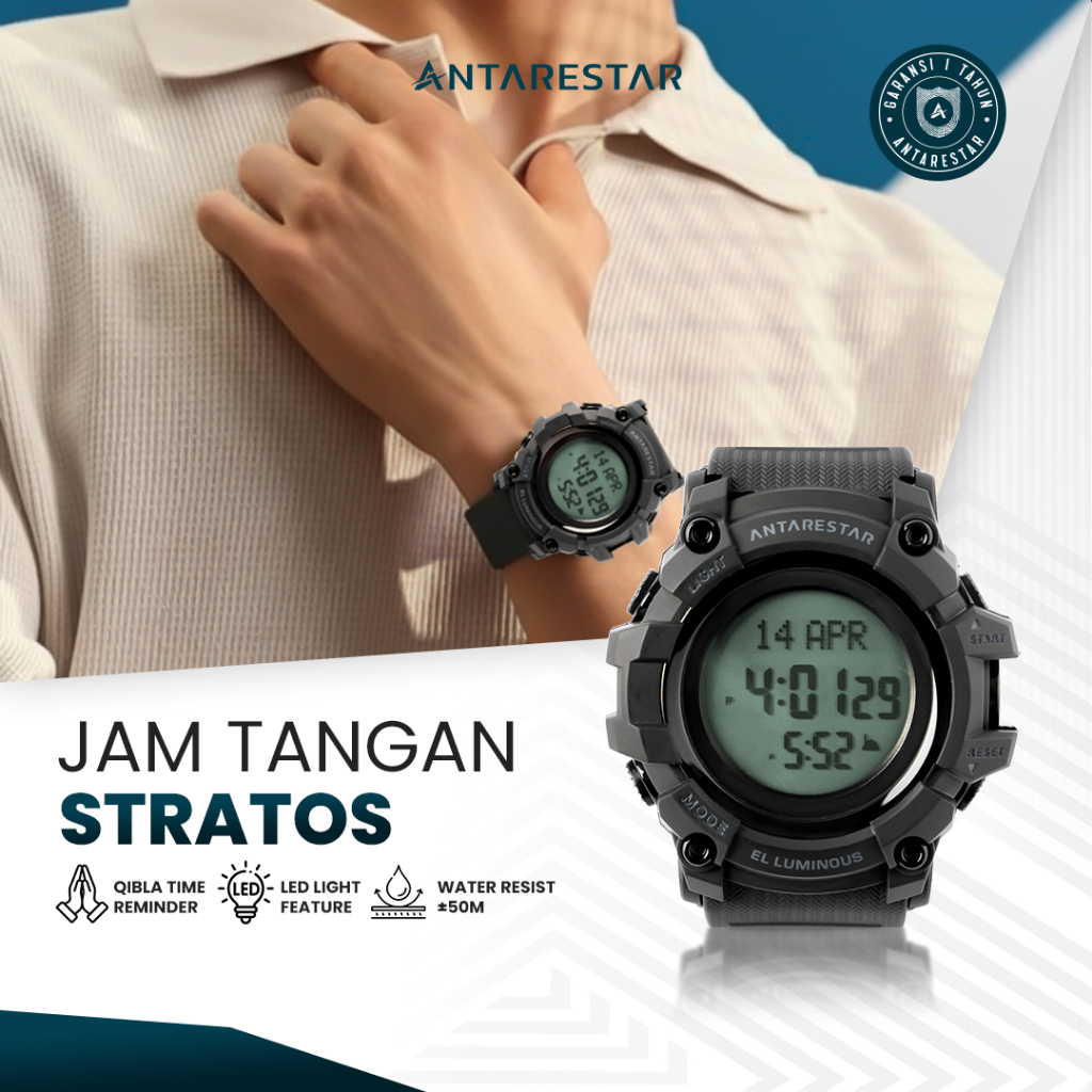 ANTARESTAR Official - Jam Tangan Stratos Muslim Digital Watch Unisex Arah Kiblat & Kalender Hijriyah