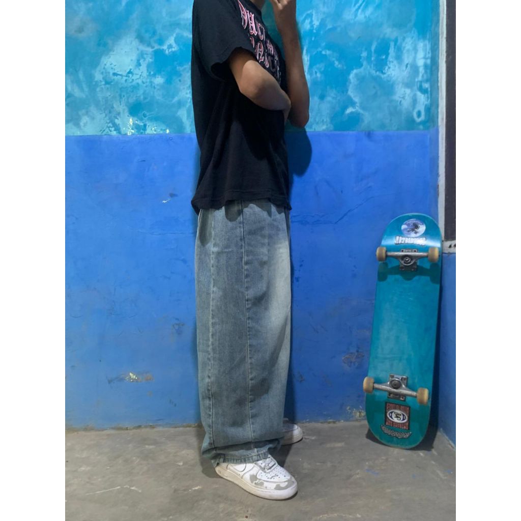 BAGGY JEANS WASHED PECAH POLA BY S-BIN