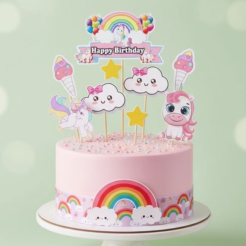 Topper UNICORN | Topper Cake UNICORN Custom Nama | Hiasan Kue Unicorn Cute Ultah Murah | Topper Buck