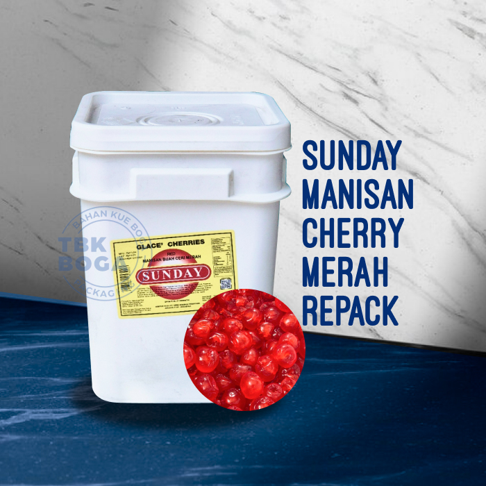 ( Repack ) Sunday Manisan Cherry Merah Red Tanpa Tangkai Ceri Cherri Buah