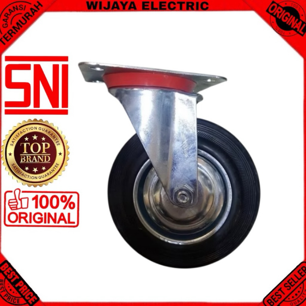 Roda troli karet hitam 6 inch Hidup roda gerobak troli karet