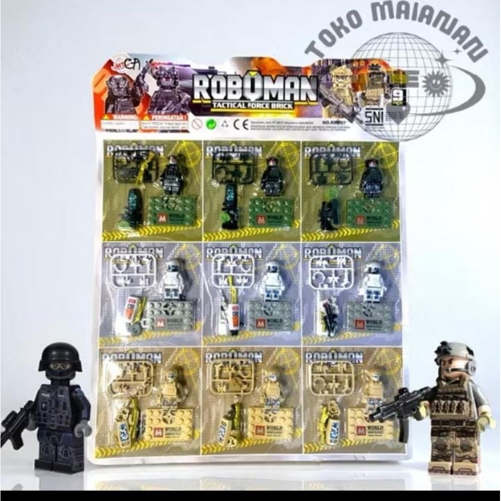 1 LEMBAR BRICKS TENTARA || 9PCS ROBOMAN TACTICAL || ROBOMAN RM 007