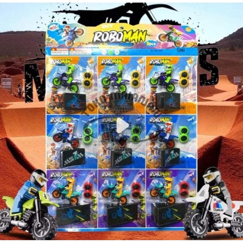1 LEMBAR BRICKS ROBOMAN MOTOR CROSS || ROBOMAN MOTOR CROSS JUMPING 9PCS || ROBOMAN CROSS+TRAKS