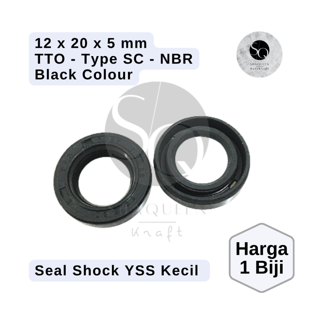 Oil Seal Type SC Shock Belakang YSS Kecil 12 20 5 mm (Sil Oli Shock Breaker Rear Absorber NBR FKM Vi