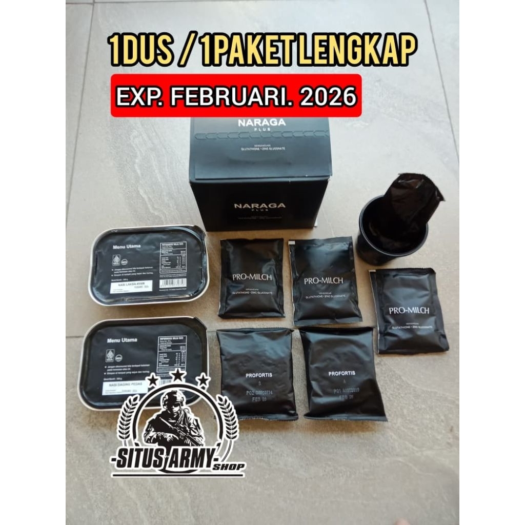 RANSUM MAKANAN TNI | 1 PAKET LENGKAP RANSUM NARAGA PLUS | EXP. FEBUARI 2026 | MAKANAN TNI | RANSUM T