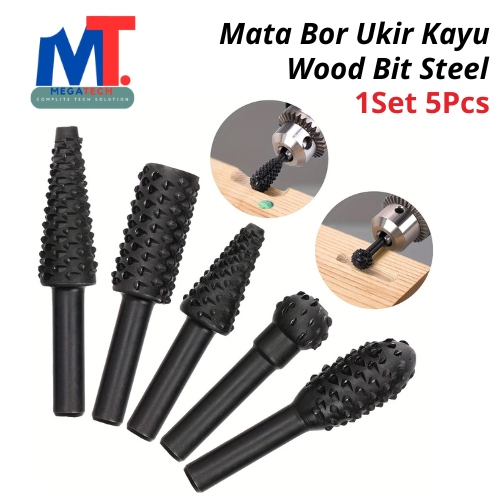 5Pcs Mata Bor Ukir Kayu Set Wood Bits Steel Gerinda Kikir Ukir Kayu Rasp Tuner Die Grinder