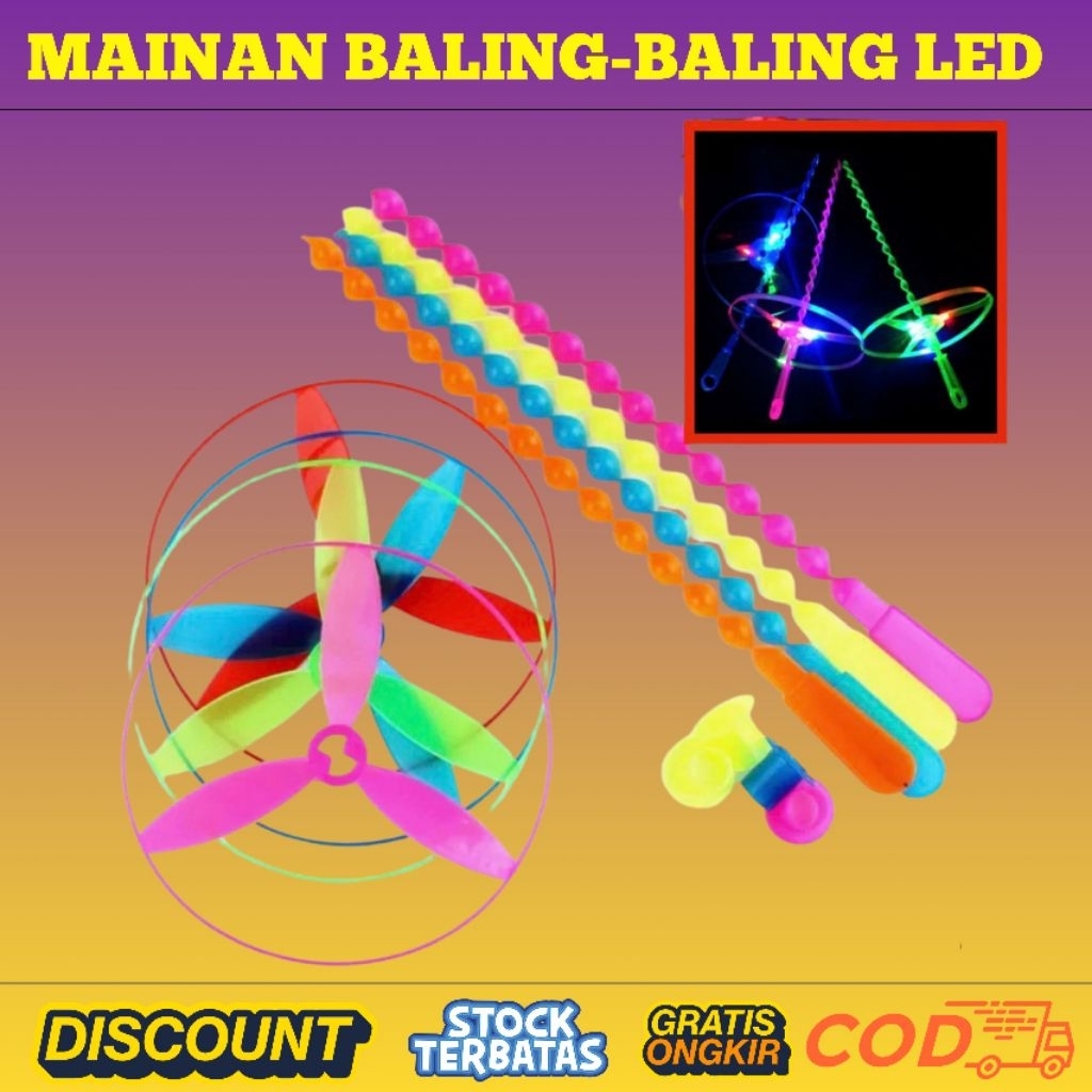 Mainan Anak Baling Baling Ufo LED Termurah / Mainan Jadul Baling Baling Plastik