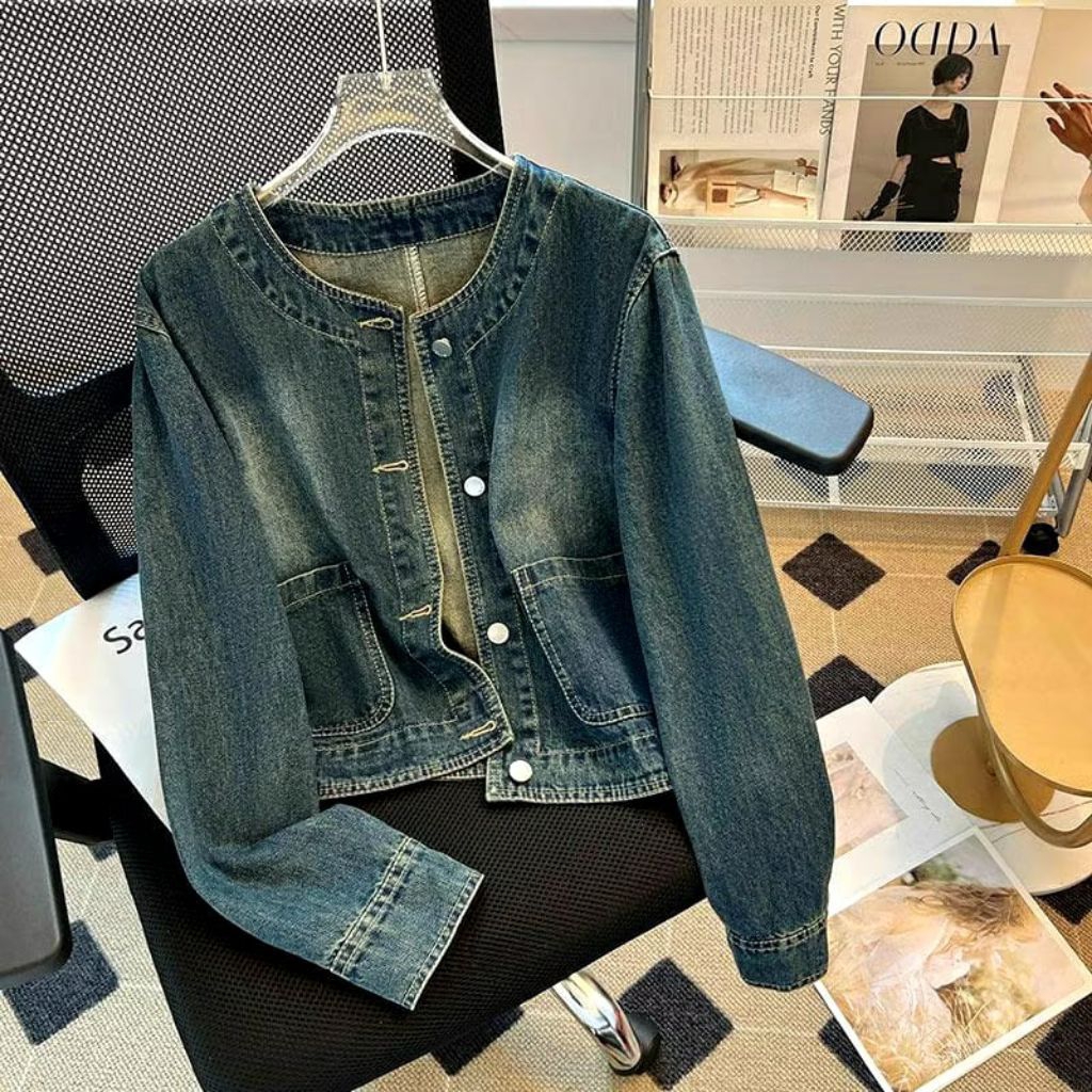 JACKET CLARA OVERSIZE WANITA JEANS JAKET KEKINIAN KOREAN STYLE JAKET DENIM JINS OUTER