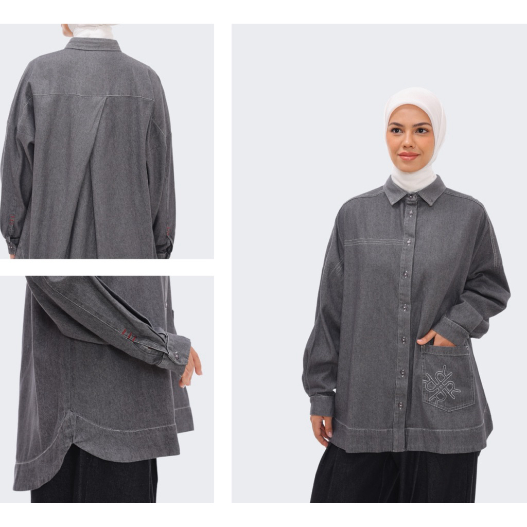 Marline Shirt Riamiranda Denim Series RM Atasan Kemeja Blouse Wanita Ria Miranda