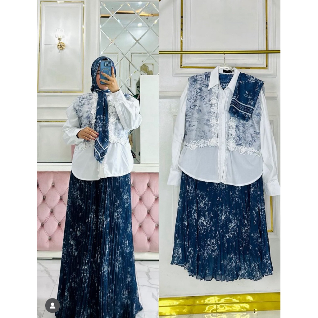 Gamis MH Motif hawa setrok setelan rok