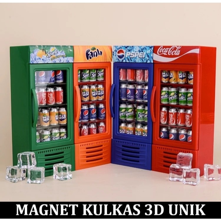 Magnet Kulkas unik 3D pepsi coca cola fanta orange sprite original import mini refrigerator magnetic