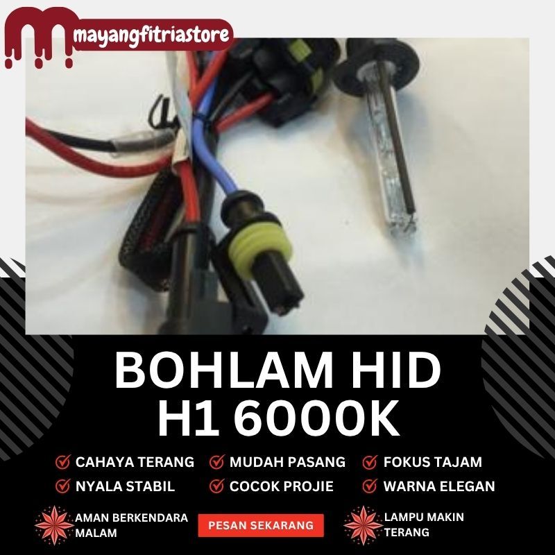 Bohlam HID H1 6000K Mudah Pasang untuk Projie MH1