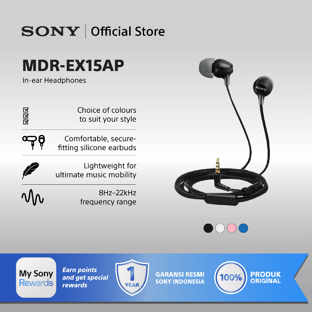 Earphone Sony MDR-EX15AP Handsfree In-ear With Microphone - Black SONY Earphone Headset Headphone Or