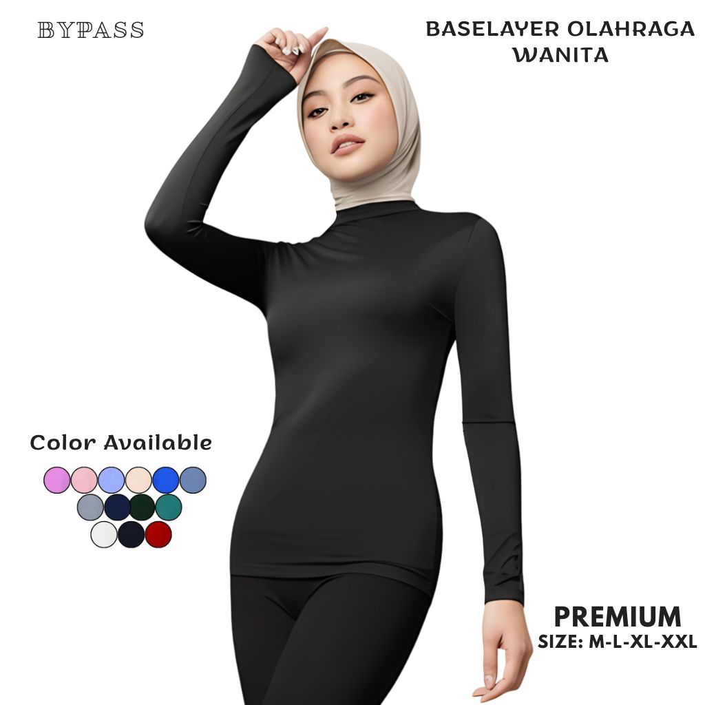 Manset Olahraga Wanita Hijab Muslimah Lengan Panjang / Mangset Base Layer Compression Wear Dry Fit