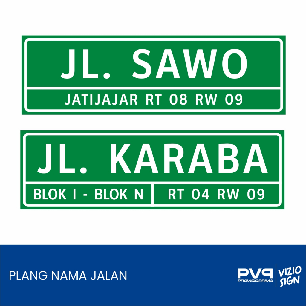Plang Nama Jalan Custom Anti Air Ukuran Custom