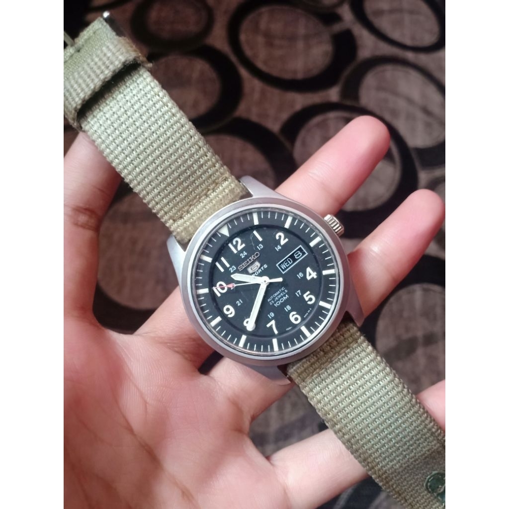 Jam Seiko 5 Sport Military Automatic  SNZG09K1 second all Orginal