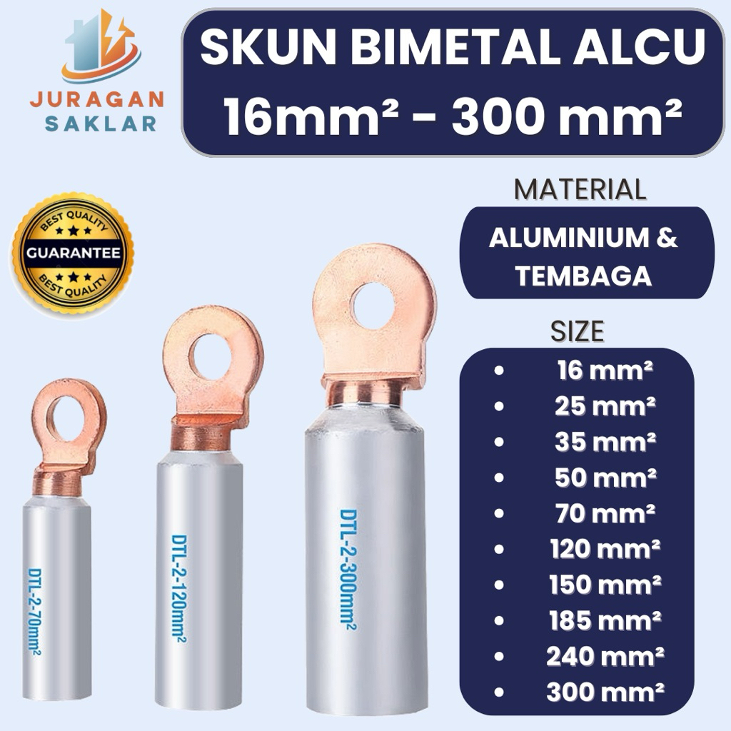 Kabel Skun BIMETAL DTL-2 ALCU AL-CU Aluminium Tembaga 16 mm 25 mm 35 mm