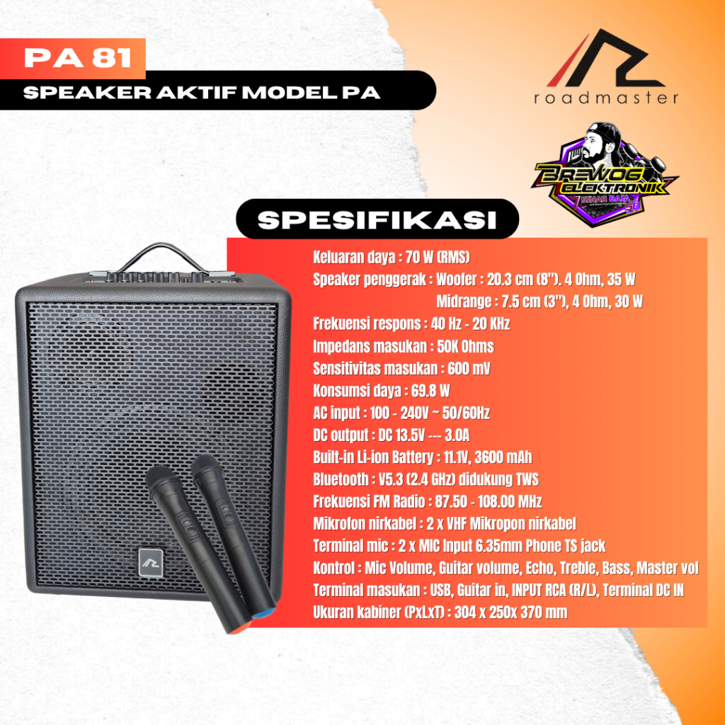 ORIGINAL PRODUK BREWOG SINAR BAJA ROADMASTER PA 81