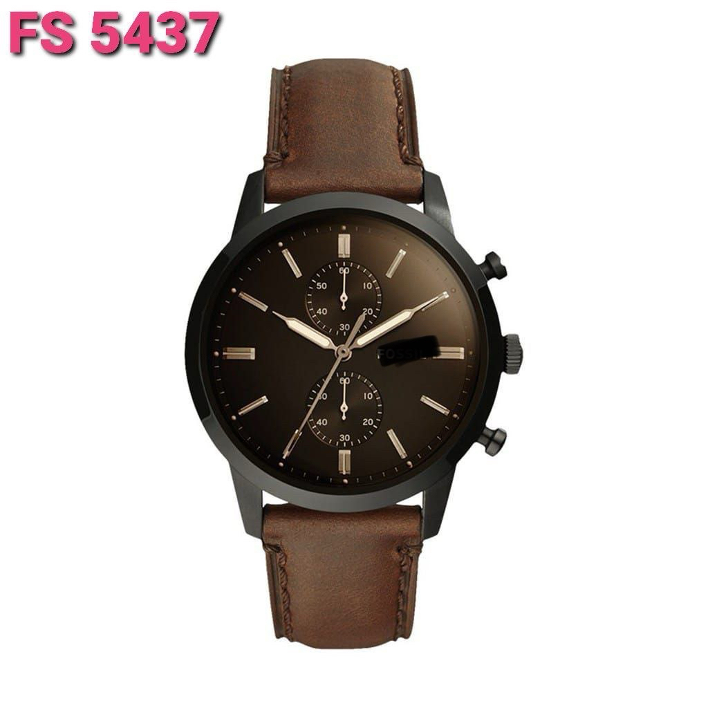 jam tangan pria Fs 5437 batrai premium, Strap leather