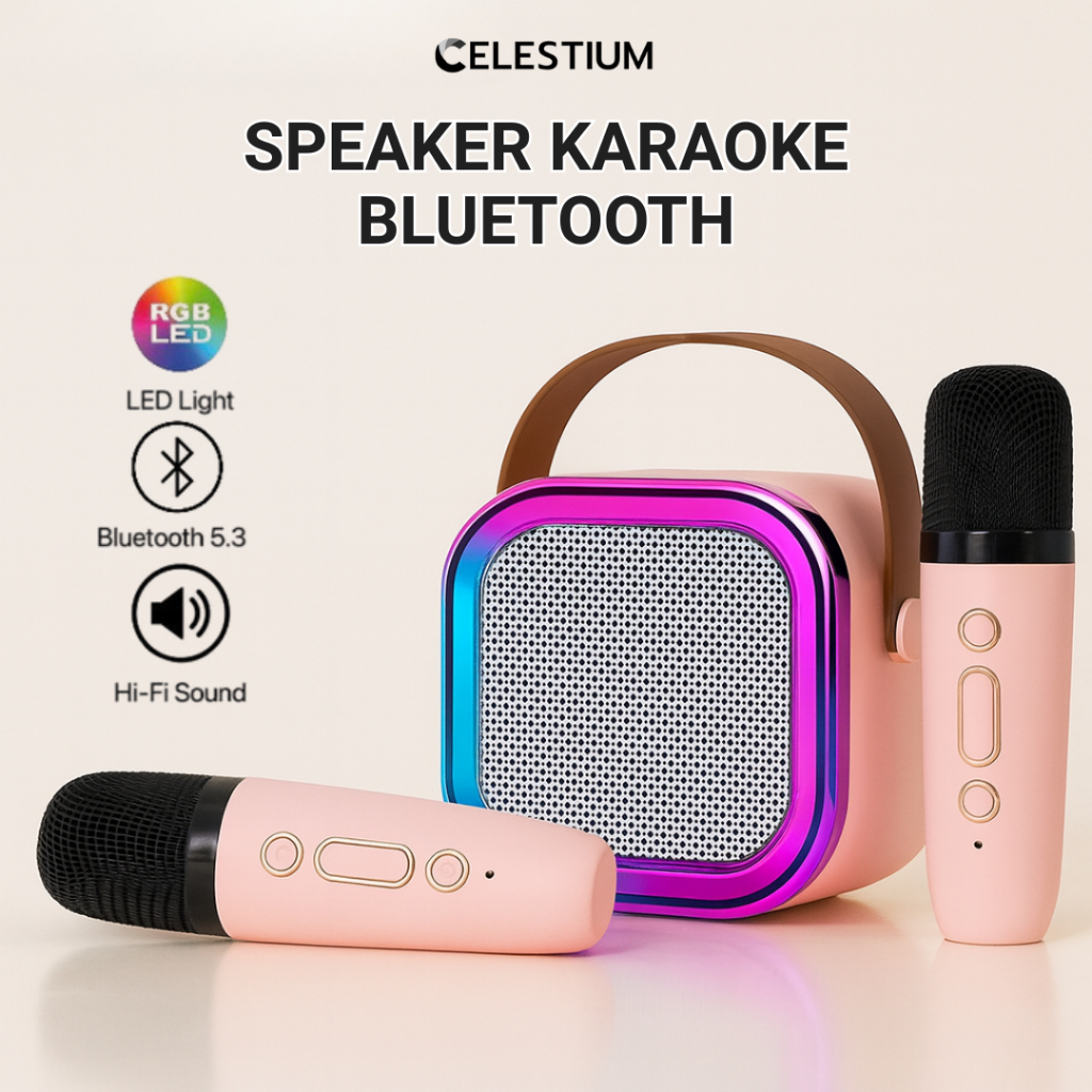 Bluetooth 2Mic 1 set Speaker karaoke Cute Wireless speaker bluetooth bass/ mic bluetooth karaoke spe