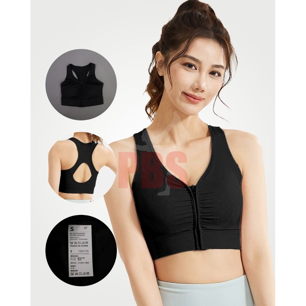 PBS | SportBra+Cup Bra Zipper/Sportbra wanita