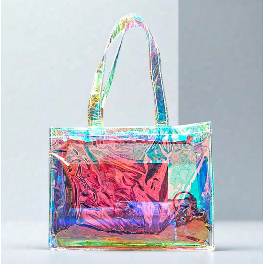 tas mika hologram bisa custom size, sablon, model dan lainnya dengan minimal orderan