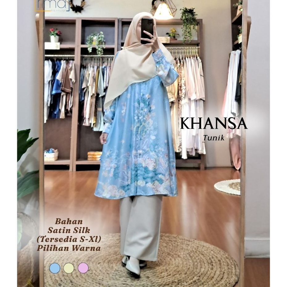 [Satin] Khansa Series | Blus Satin Silk Motif Print Premium |Blus Kondangan dan Atasan Wanita Kantor