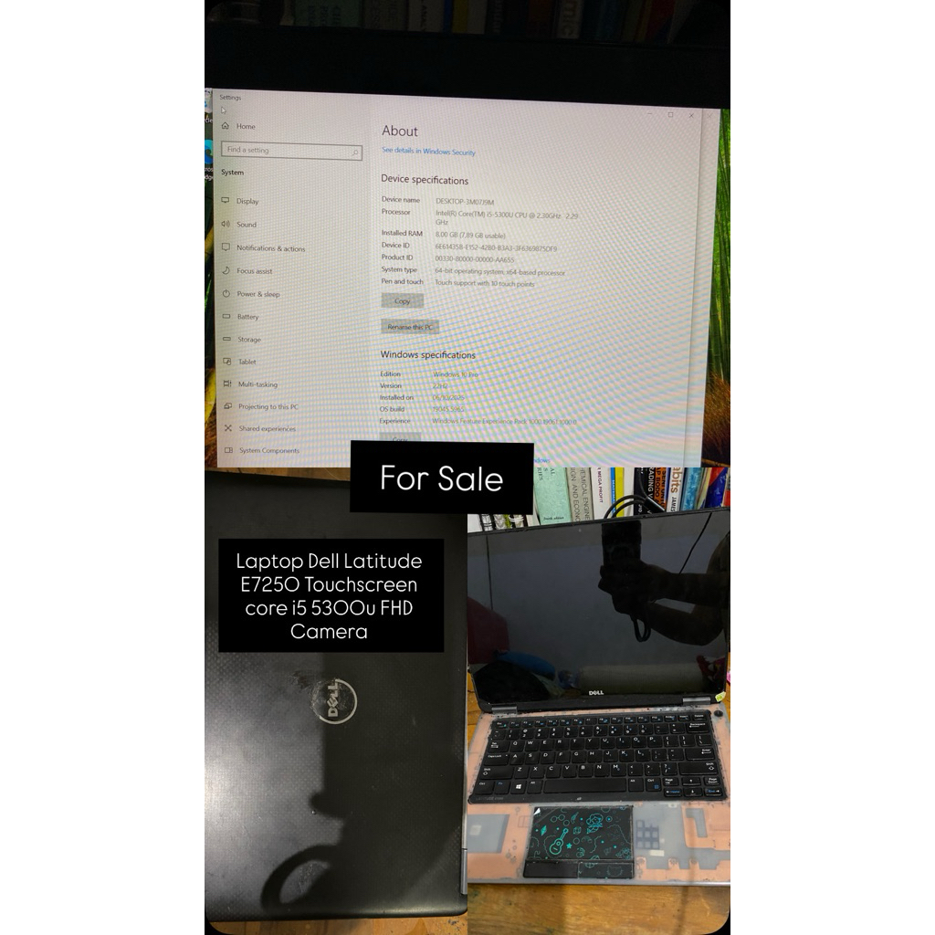 laptop Dell latitude E7250 touch core i5 5300u FHD Camera