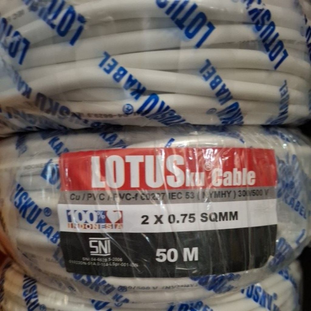 Kabel Serabut Lotusku NYMHY 2x0.75 50 meter
