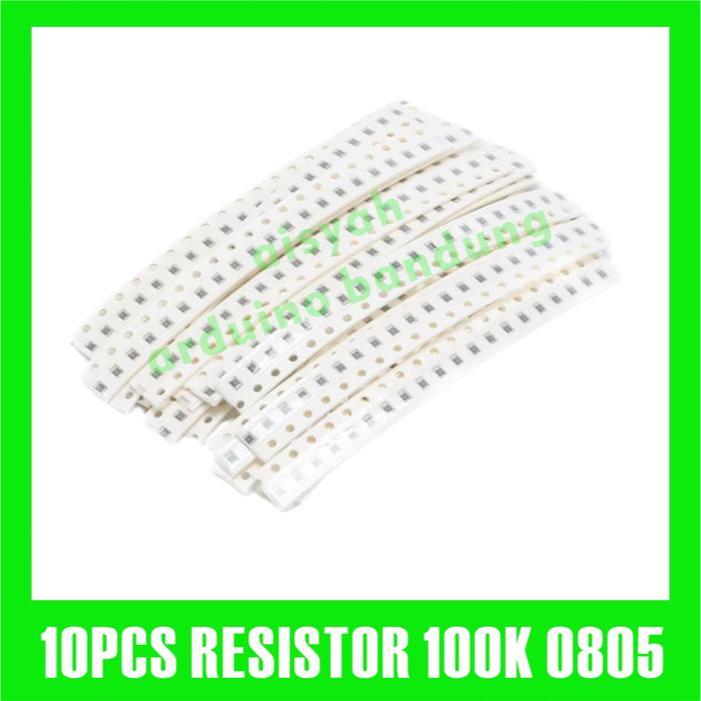 10pcs resistor 100000R ohm 0805 smd chip 100K ohm tolerance 1% 1/4watt