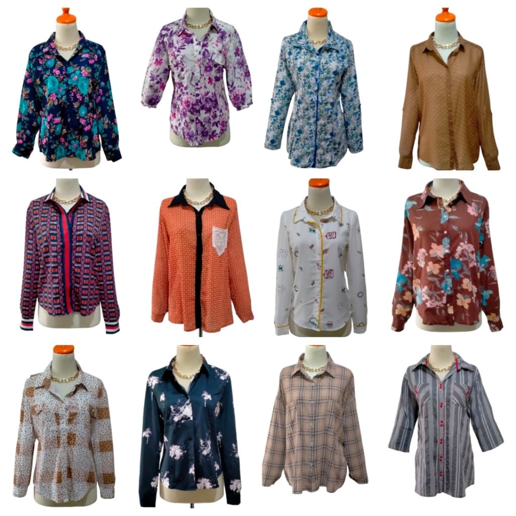KEMEJA WANITA MOTIF TANGAN PANJANG PL KOLEKSIKU