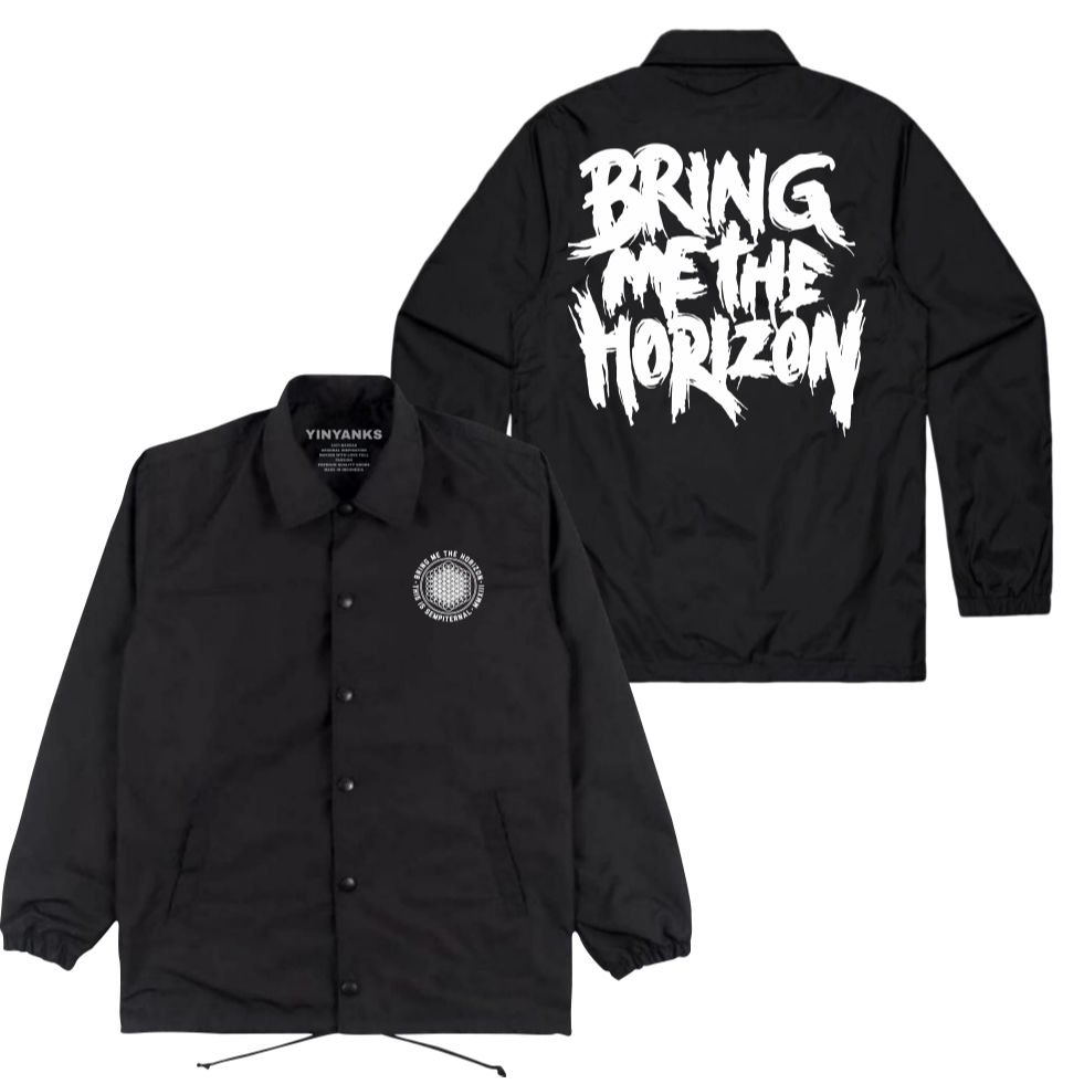 The Wasnas Coach Jacket Bmth Tulisan Jacket musik warna Hitam