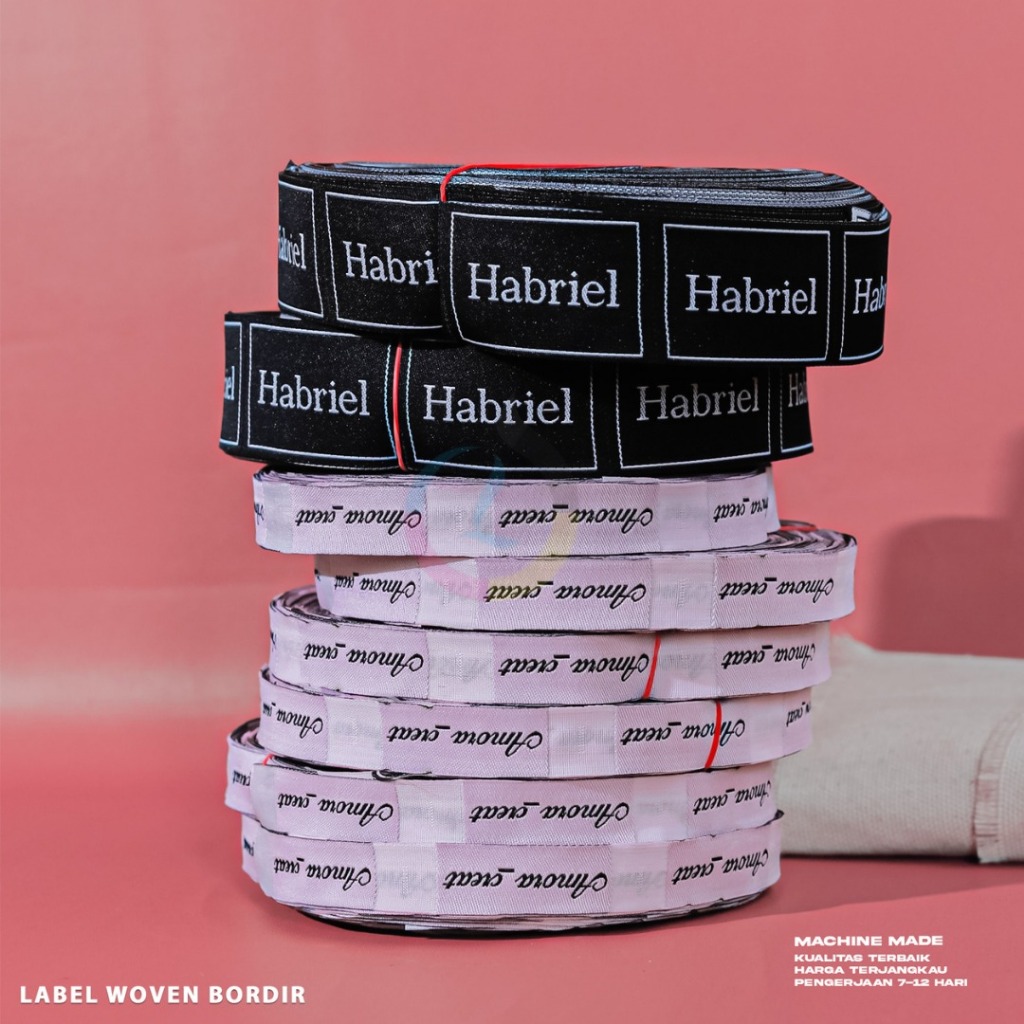 ( 2,5x6 ) label woven bordir / label nama premium / label gamis / woven damas