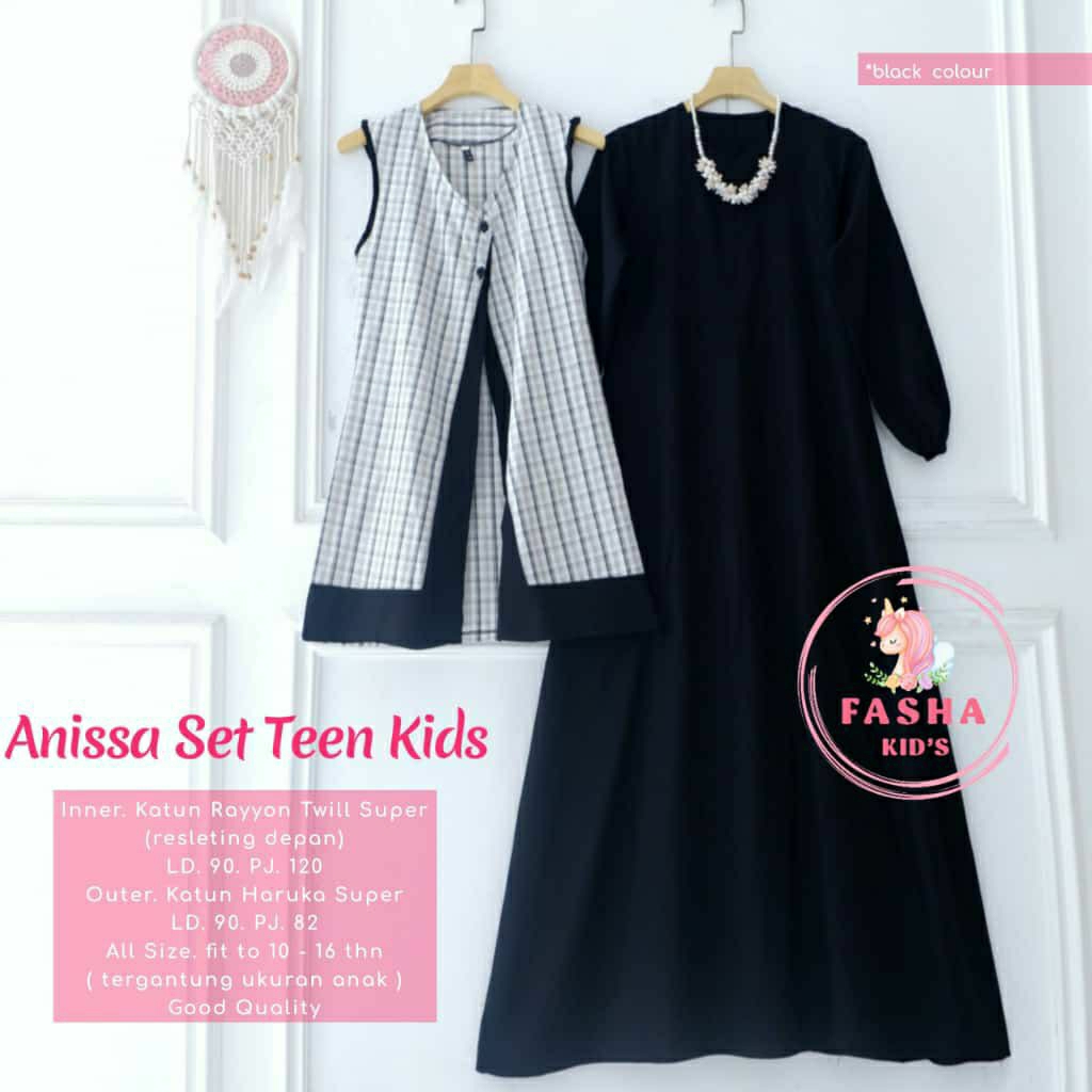 Annisa set dress (inner+outer) katun rayon anak remaja usia 10-16 tahun