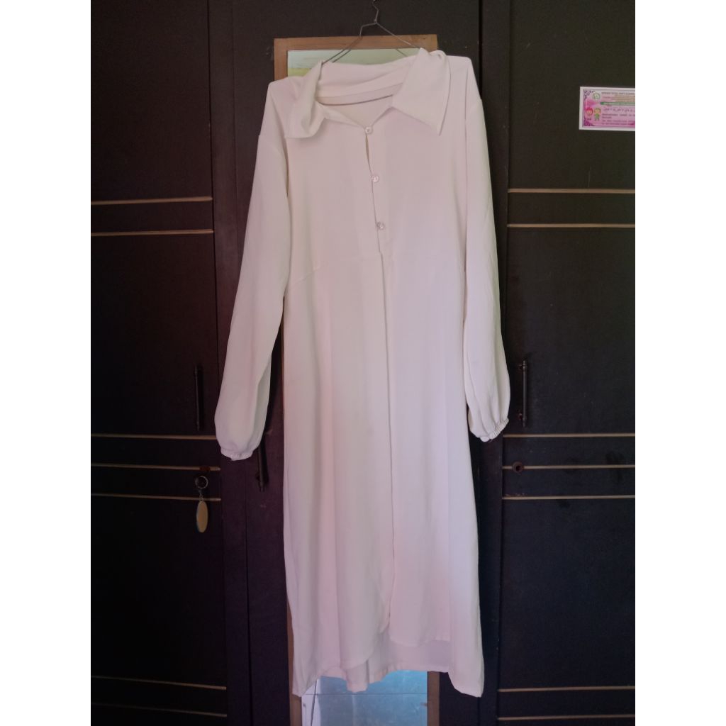 Tunik/Kaftan Putih Polos - Crinkle