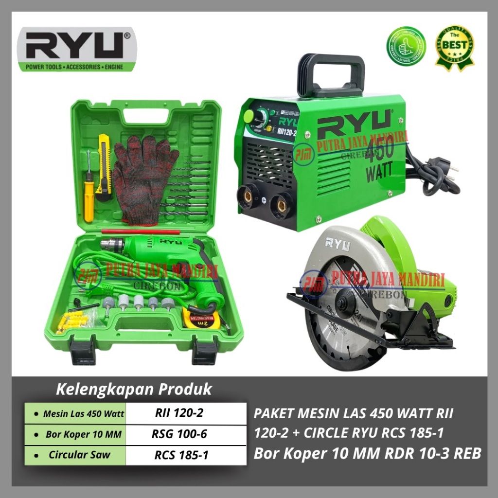 Paket Tukang Kayu Mesin Circular Saw Ryu Bor 10 Mm Ryu Koper Dan Gerinda Ryu
