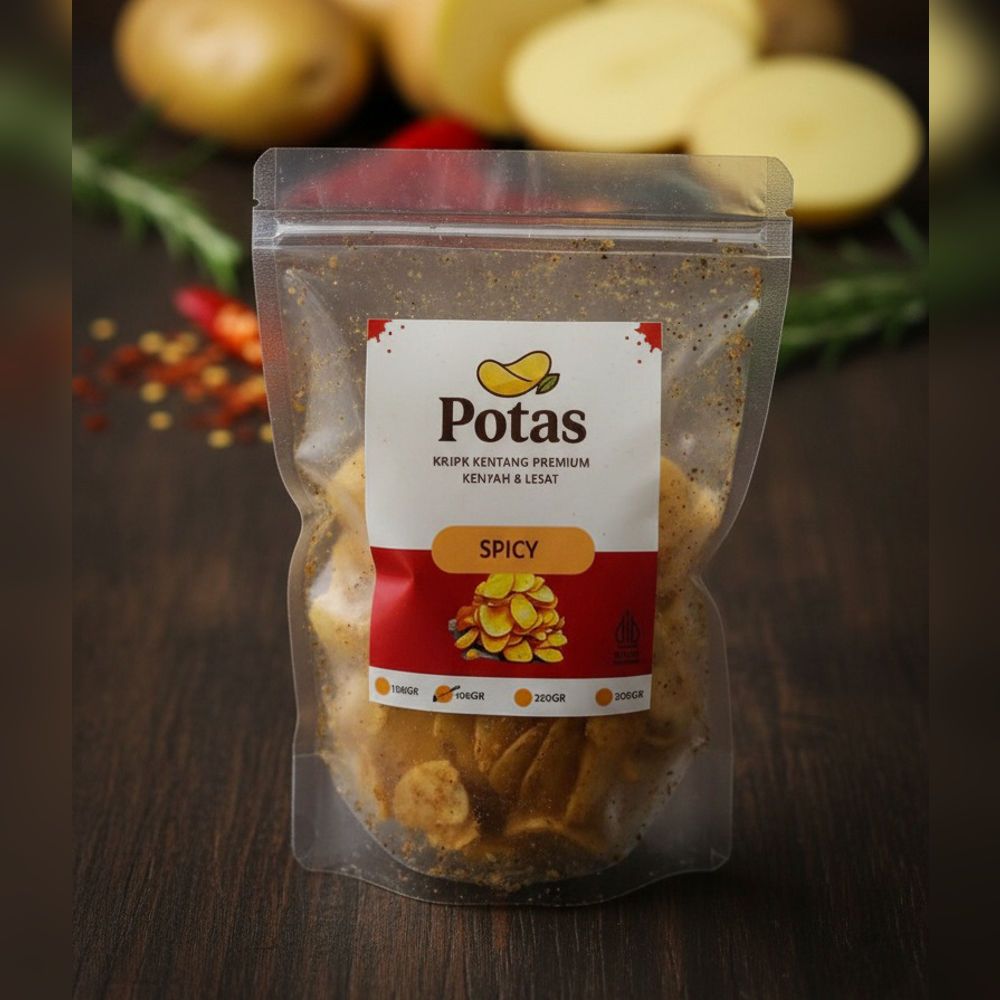 Keripik Kentang Rasa Spicy POTAS 150g Snack Renyah Gurih Nagih