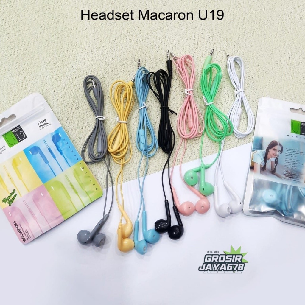 grosir Headset Handsfree Macaron U19 Super Bass 3,5MM