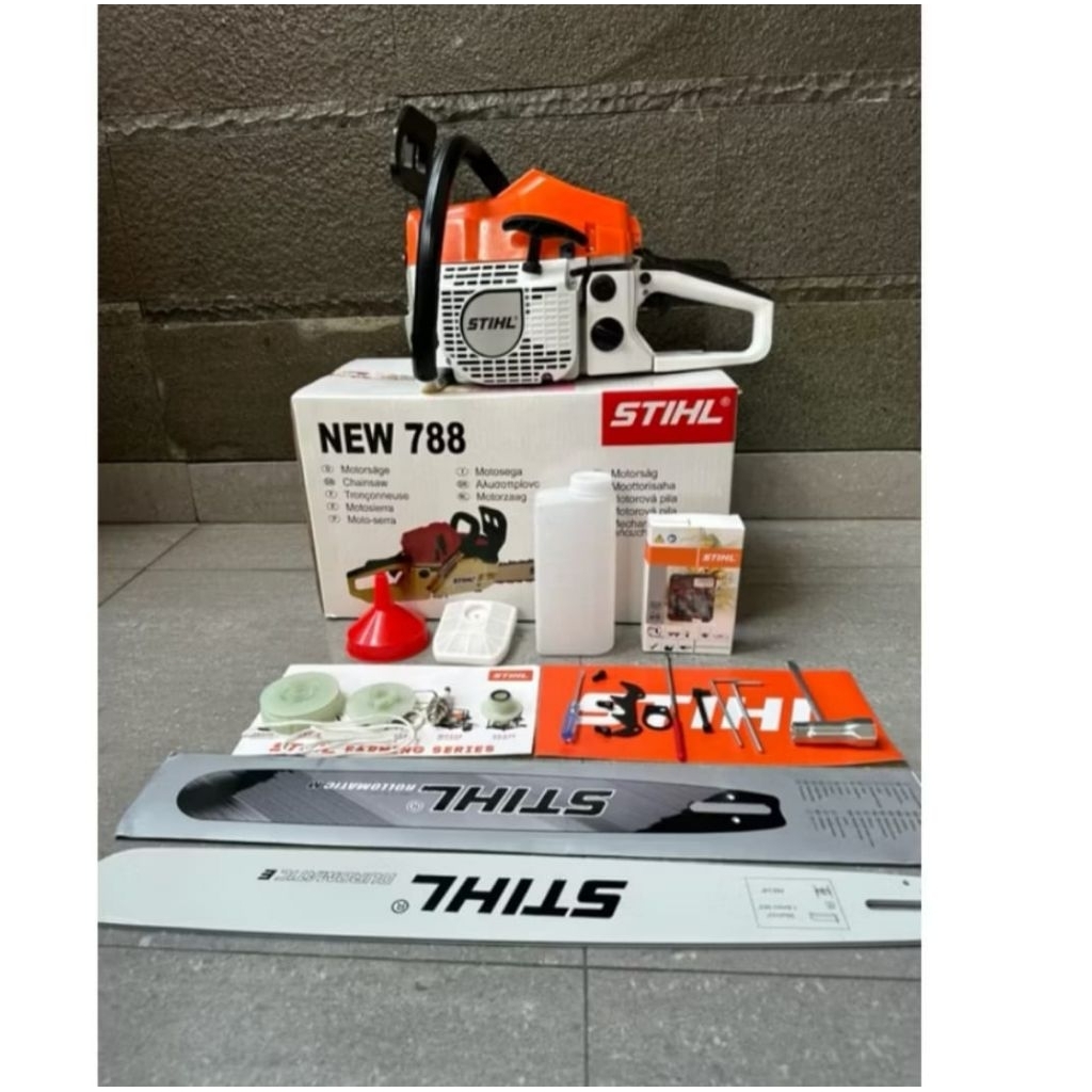 Mesin Chainsaw STIHL NEW 788 Komplit bar 22 inch + Rantai / Mesin Senso Pemotong Kayu STIHL NEW 788 