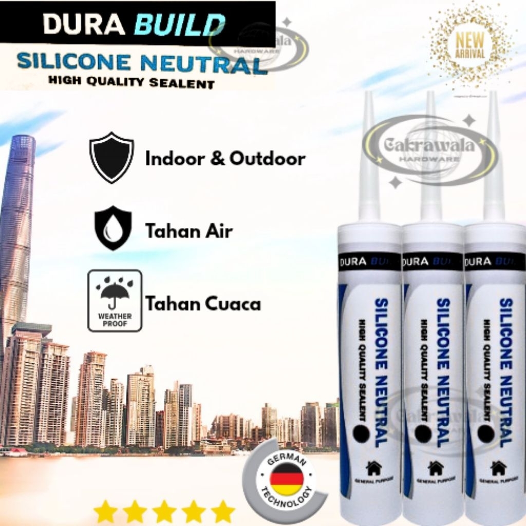 Sealant Netral Lem Kaca WPC PVC Alumunium Hitam Putih Clear Coklat || DURA BUILD Premium Neutral Sil