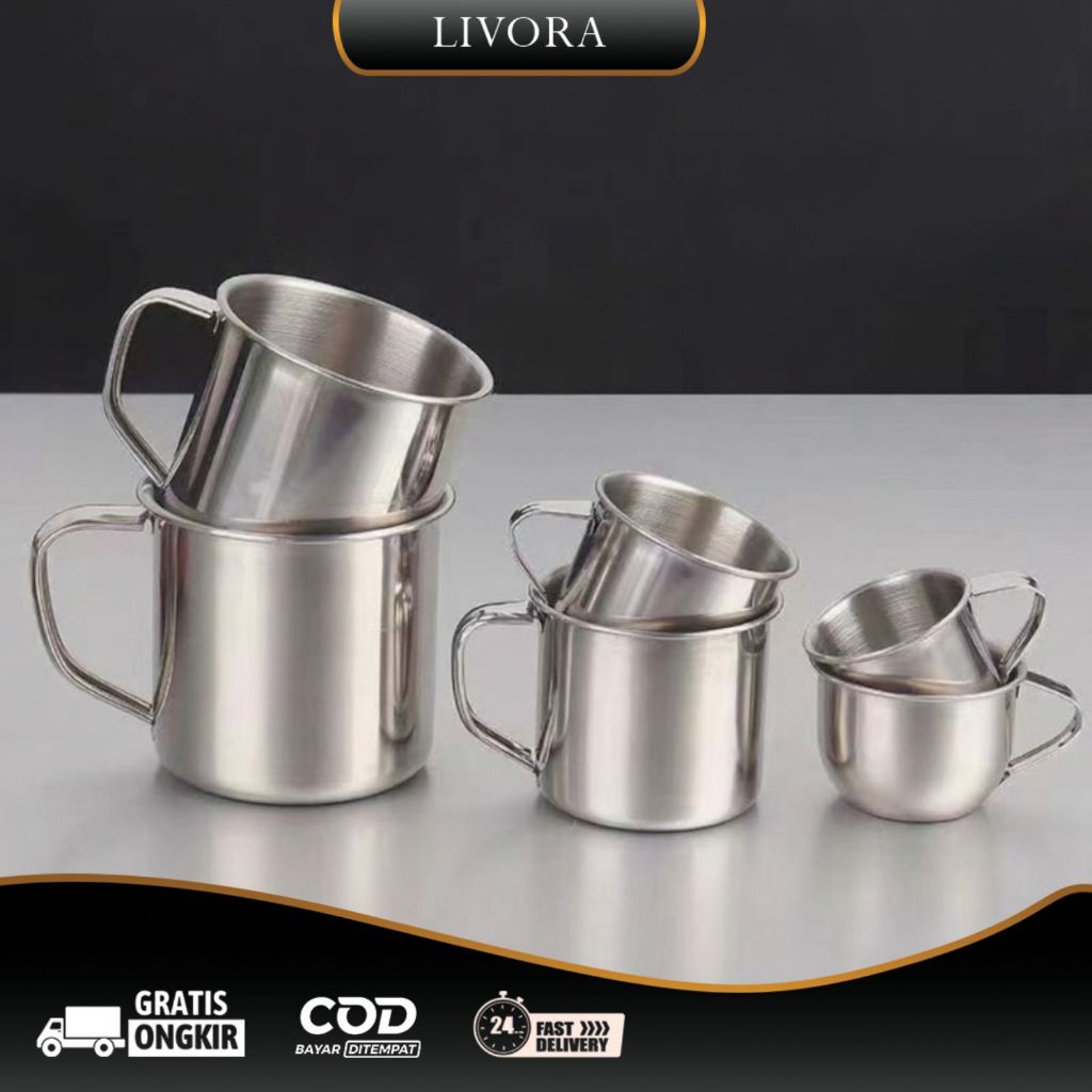 Mug / Cangkir / Gelas Stainless / Gelas Stainless Steel mini Coffee Tea Cups Souvenir 7-10cm / Souve