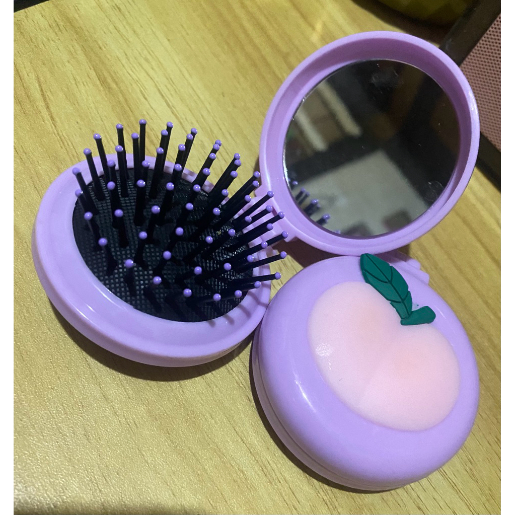 Cermin sisir lipat bulat saku// cermin saku// cermin sisir lipat travel