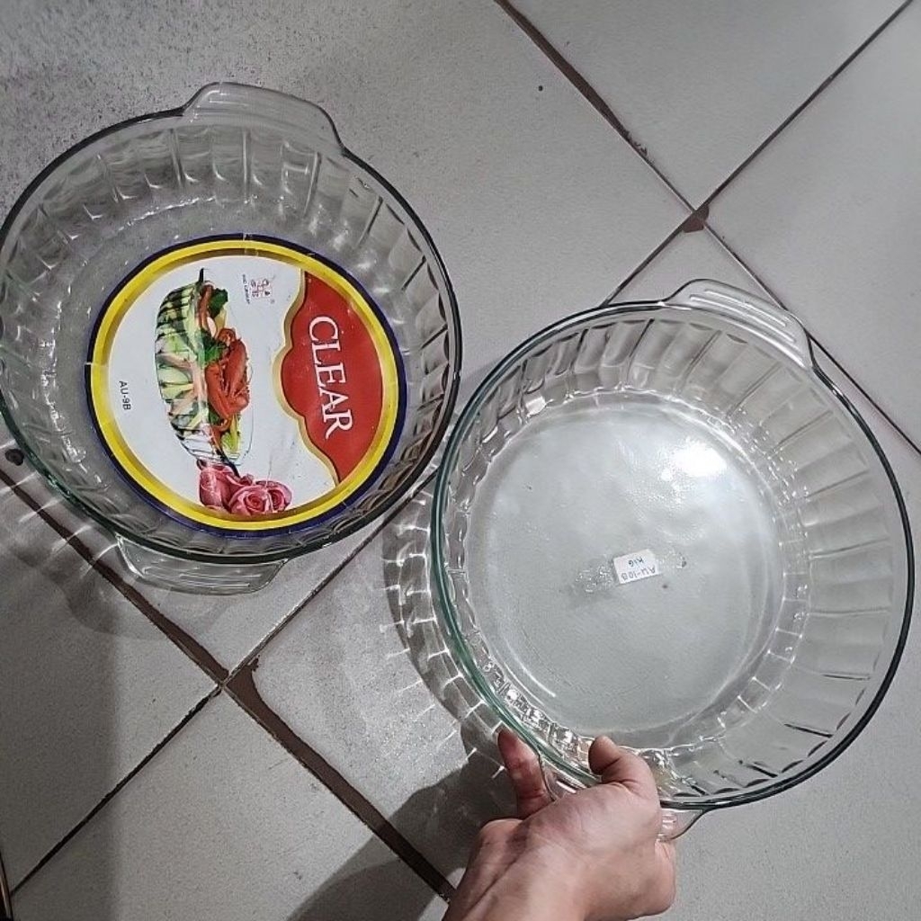 piring saji kaca piring salad piring bening wadah saji kaca piring saji estetik salad plate 9inch da